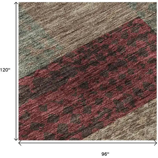 Coffee And Merlot Geometric Washable Area Rug With UV Protection Photo 8