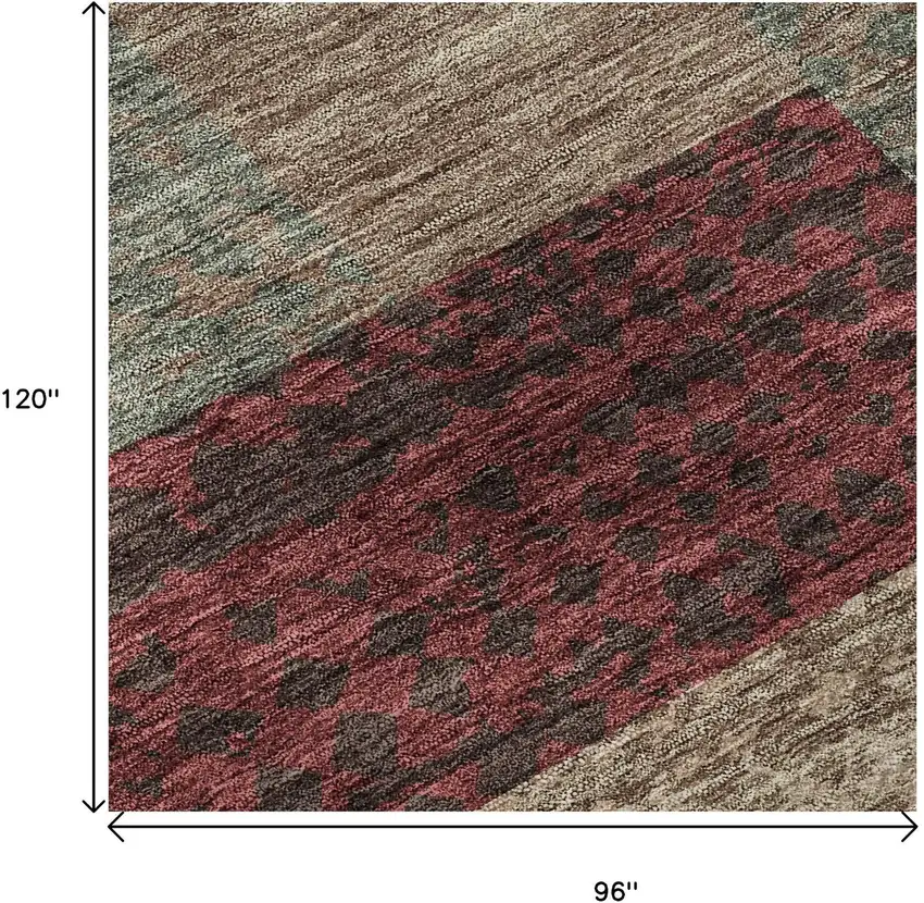 Coffee And Merlot Geometric Washable Area Rug With UV Protection Photo 8