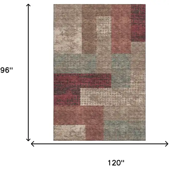 Coffee And Merlot Geometric Washable Area Rug With UV Protection Photo 9