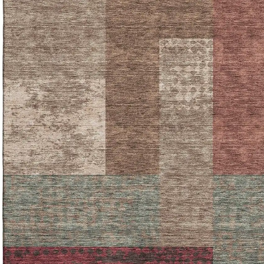 Coffee And Merlot Geometric Washable Area Rug With UV Protection Photo 3