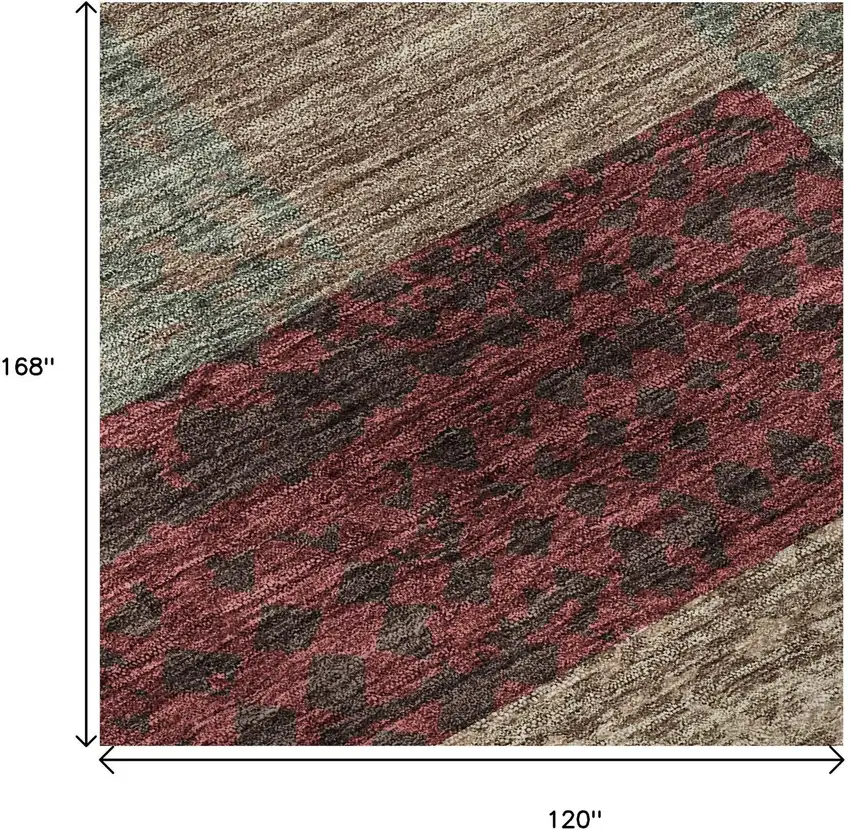 Coffee And Merlot Geometric Washable Area Rug With UV Protection Photo 8