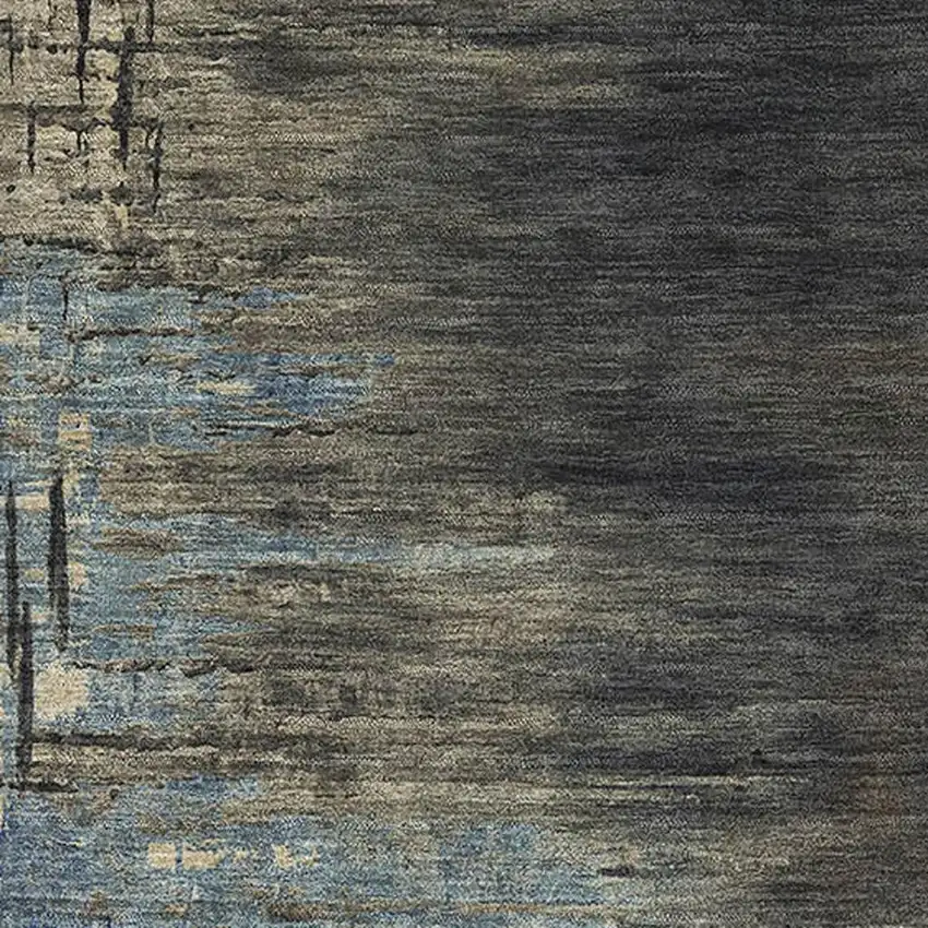 Coffee And Navy Blue Abstract Washable Area Rug With UV Protection Photo 2