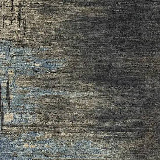 Coffee And Navy Blue Abstract Washable Area Rug With UV Protection Photo 2