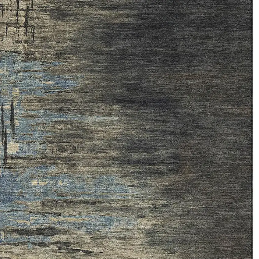 Coffee And Navy Blue Abstract Washable Area Rug With UV Protection Photo 3