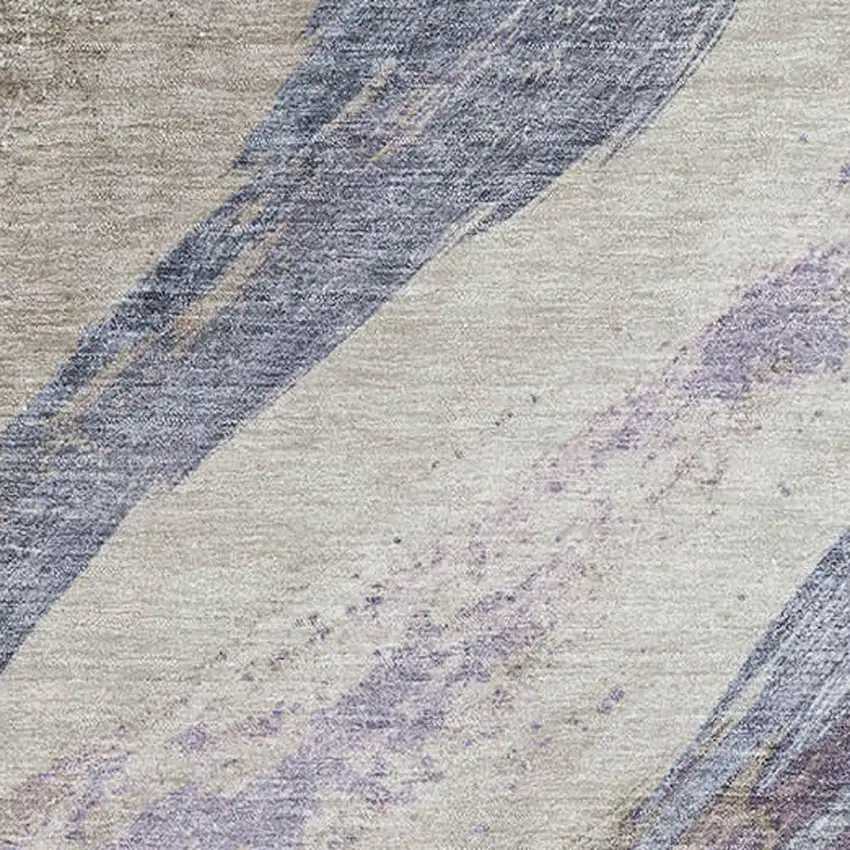 Coffee And Purple Abstract Washable Area Rug With UV Protection Photo 3