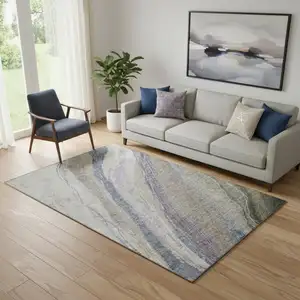 Photo of Coffee And Purple Abstract Washable Area Rug With UV Protection