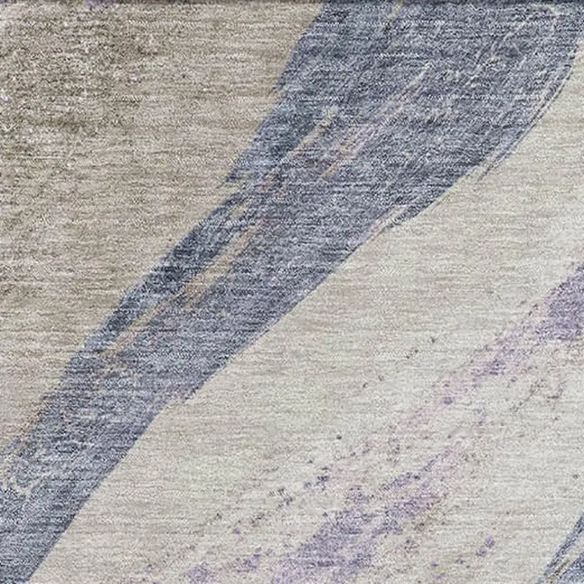 Coffee And Purple Abstract Washable Area Rug With UV Protection Photo 3