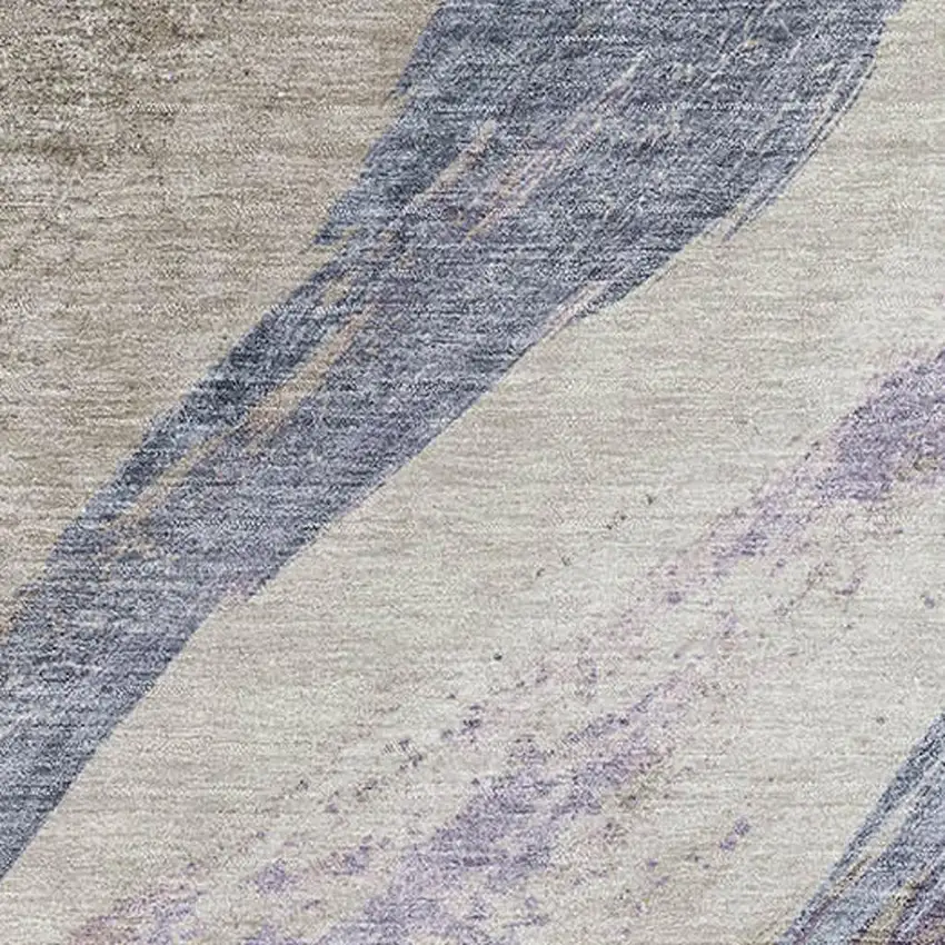 Coffee And Purple Abstract Washable Area Rug With UV Protection Photo 3