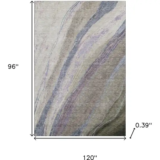 Coffee And Purple Abstract Washable Area Rug With UV Protection Photo 9