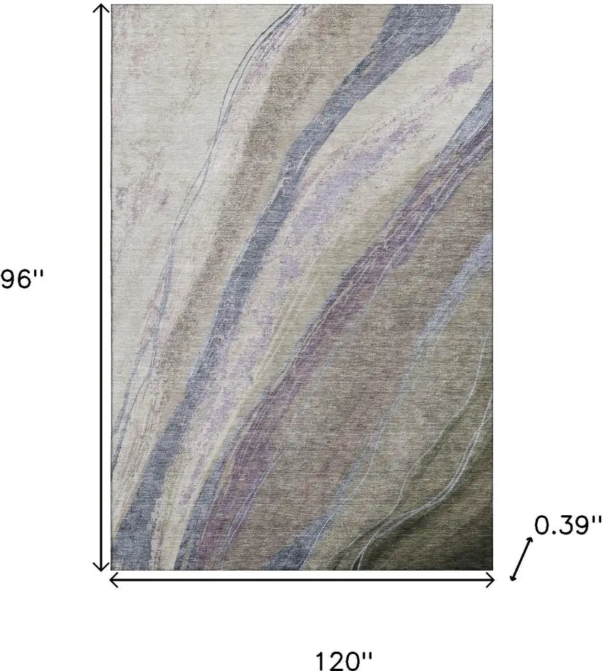 Coffee And Purple Abstract Washable Area Rug With UV Protection Photo 9