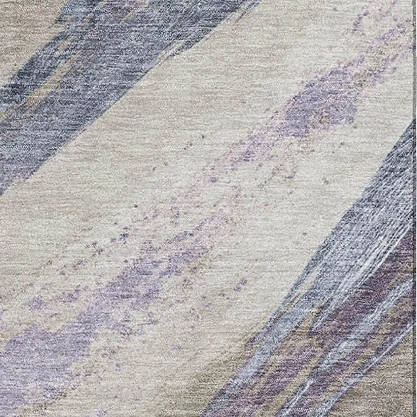 Coffee And Purple Abstract Washable Area Rug With UV Protection Photo 7