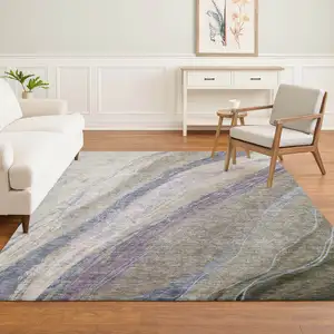 Photo of Coffee And Purple Abstract Washable Area Rug With UV Protection