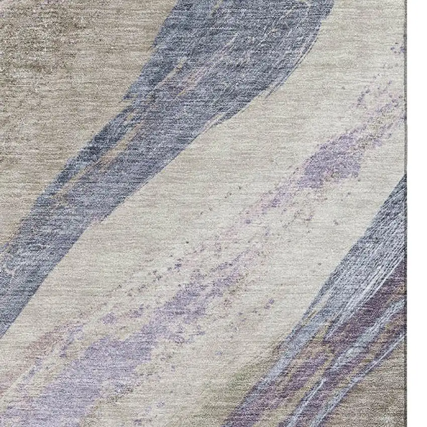 Coffee And Purple Abstract Washable Area Rug With UV Protection Photo 8