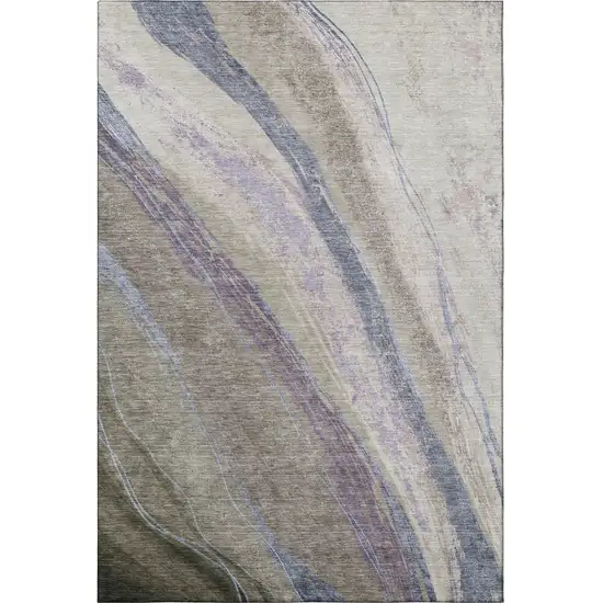 Coffee And Purple Abstract Washable Area Rug With UV Protection Photo 4