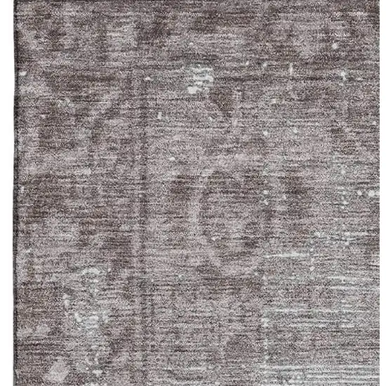 Coffee And Silver Oriental Washable Area Rug With UV Protection Photo 3