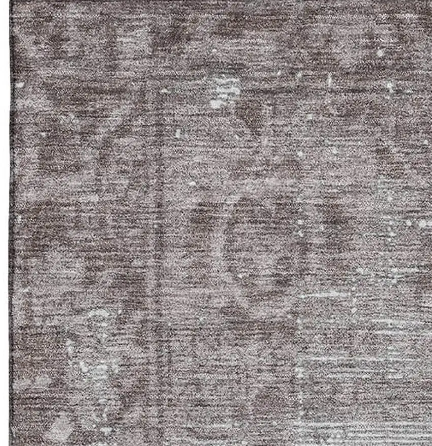 Coffee And Silver Oriental Washable Area Rug With UV Protection Photo 3
