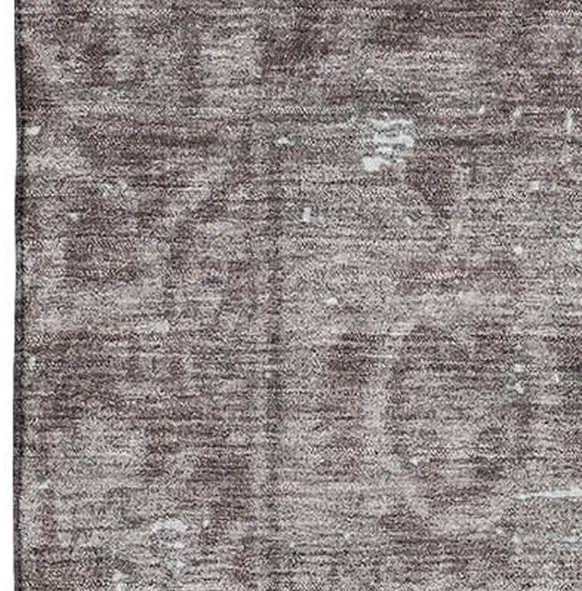 Coffee And Silver Oriental Washable Area Rug With UV Protection Photo 2