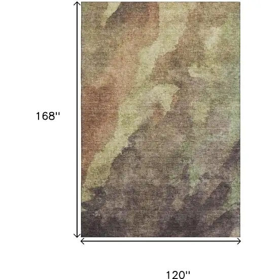 Coffee And Taupe Abstract Washable Area Rug With UV Protection Photo 9