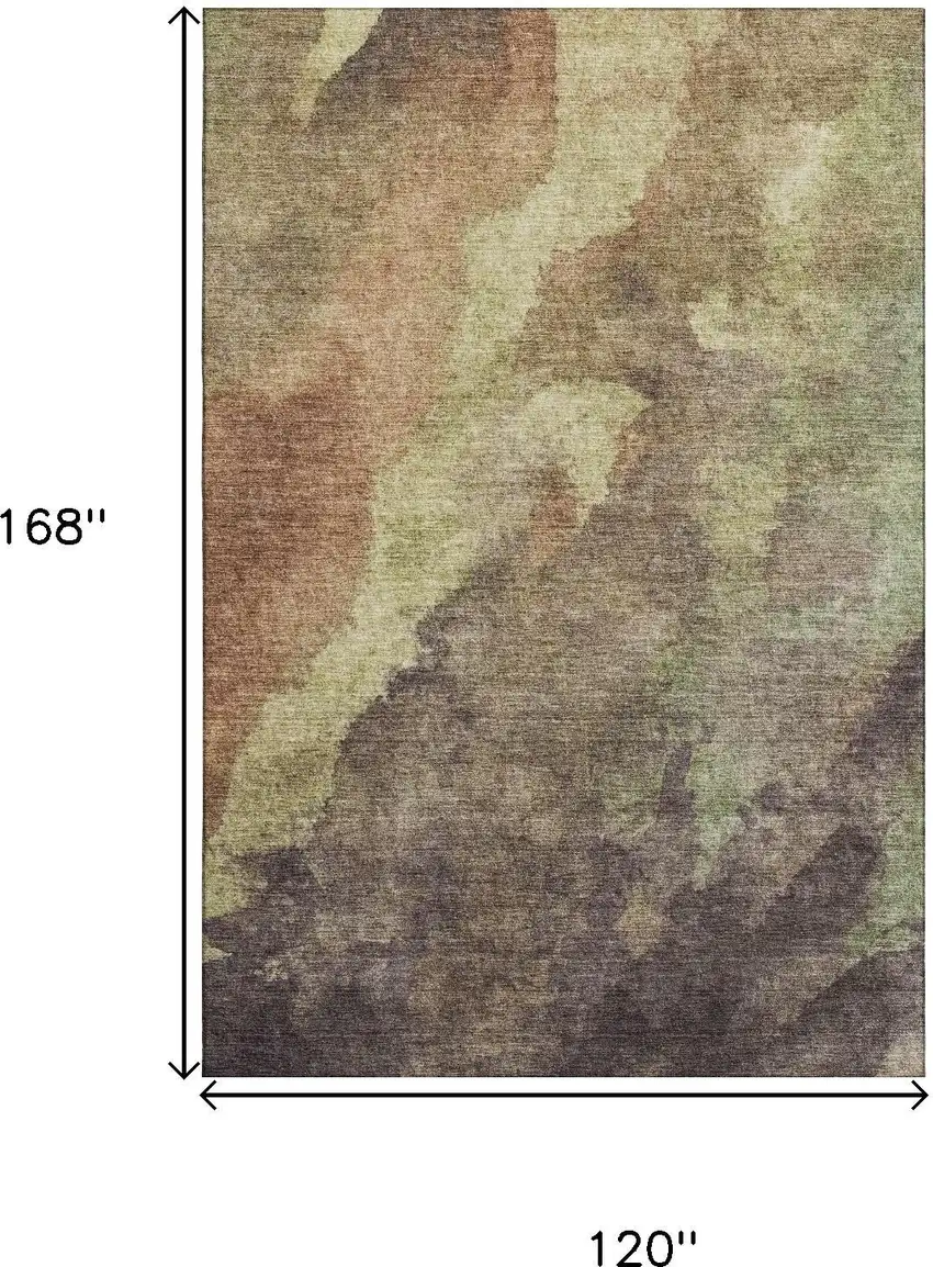 Coffee And Taupe Abstract Washable Area Rug With UV Protection Photo 9