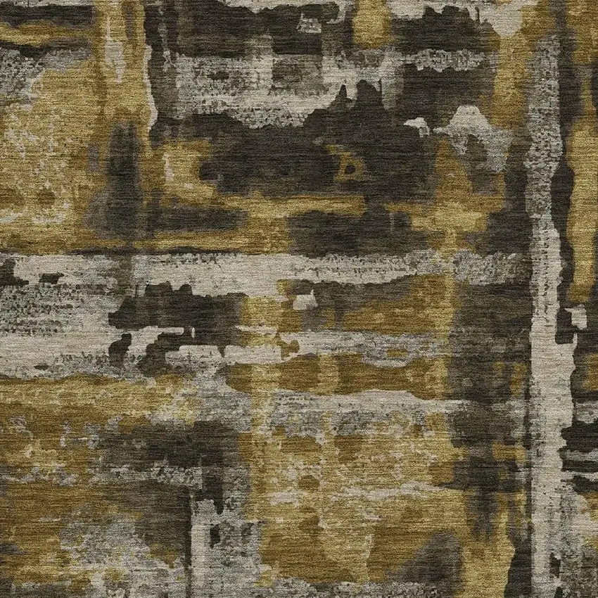 Coffee And Taupe Abstract Washable Indoor Outdoor Area Rug Photo 3