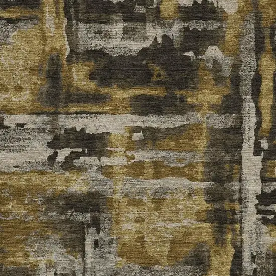 Coffee And Taupe Abstract Washable Indoor Outdoor Area Rug Photo 3