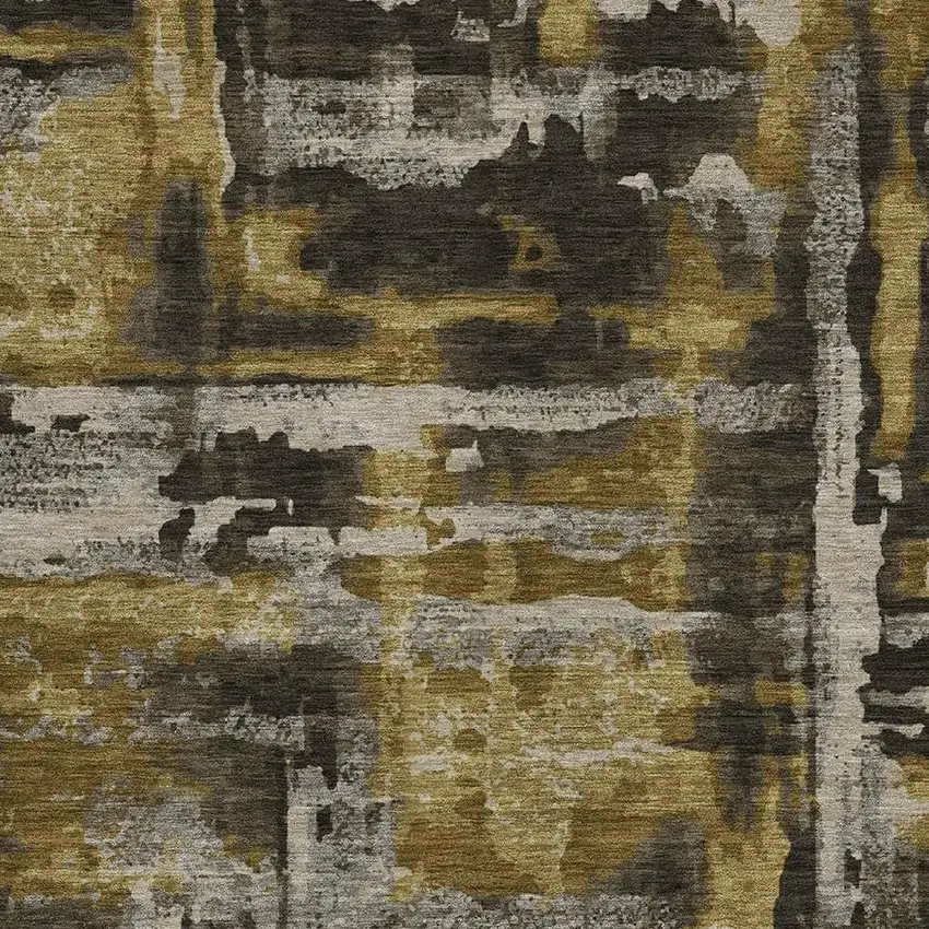 Coffee And Taupe Abstract Washable Indoor Outdoor Area Rug Photo 3