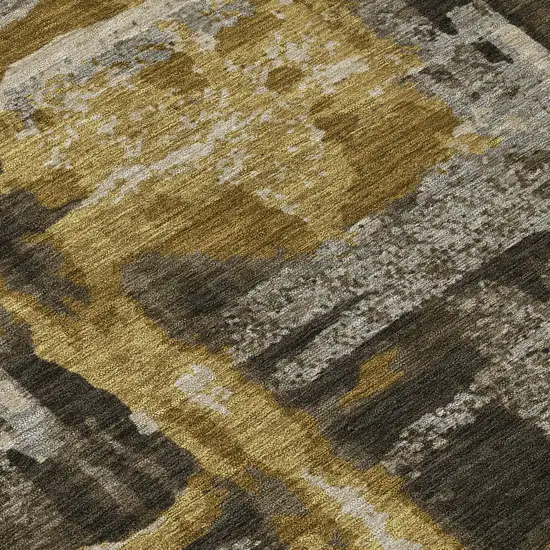 Coffee And Taupe Abstract Washable Indoor Outdoor Area Rug Photo 8