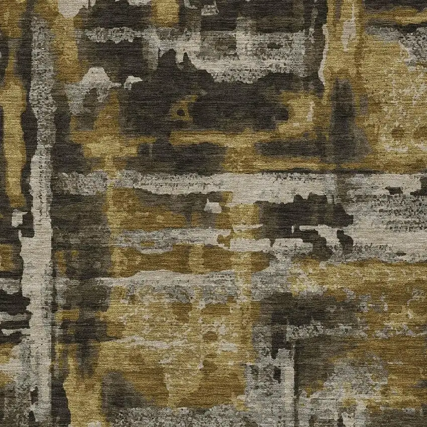 Coffee And Taupe Abstract Washable Indoor Outdoor Area Rug Photo 6