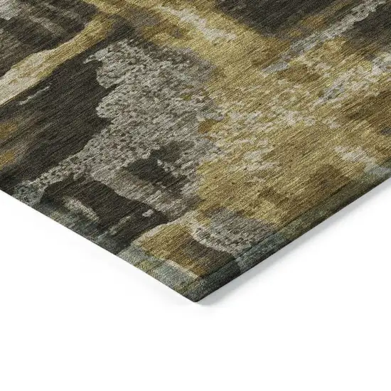 Coffee And Taupe Abstract Washable Indoor Outdoor Area Rug Photo 7