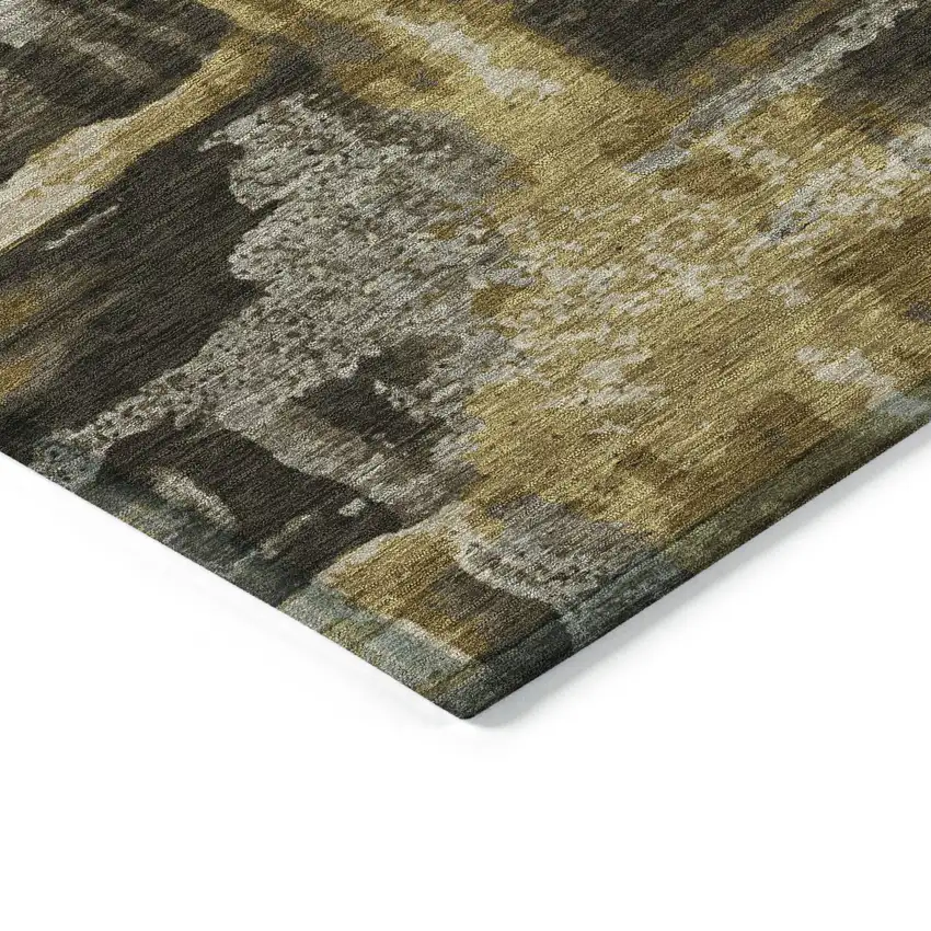 Coffee And Taupe Abstract Washable Indoor Outdoor Area Rug Photo 7