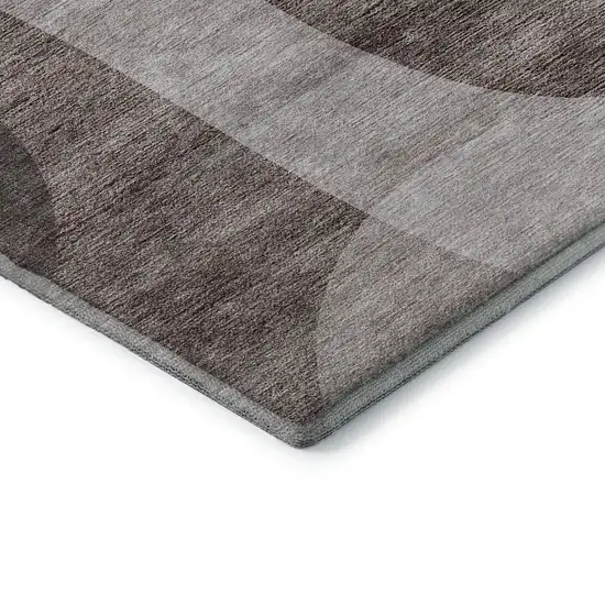 Coffee And Taupe Geometric Washable Area Rug With UV Protection Photo 9