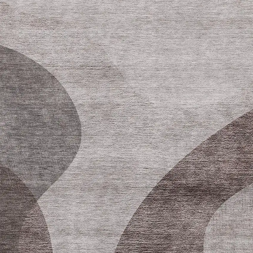 Coffee And Taupe Geometric Washable Area Rug With UV Protection Photo 4