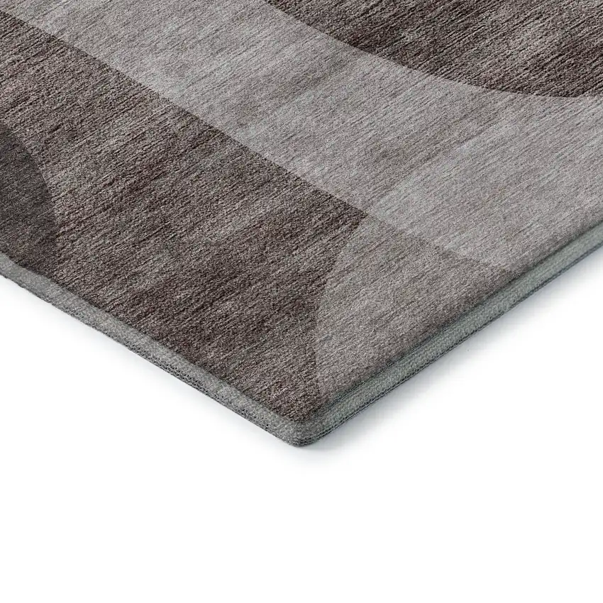 Coffee And Taupe Geometric Washable Area Rug With UV Protection Photo 9