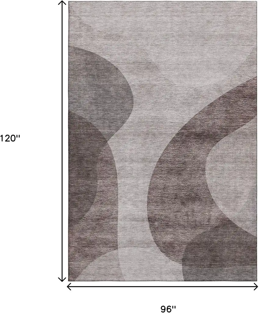 Coffee And Taupe Geometric Washable Area Rug With UV Protection Photo 3