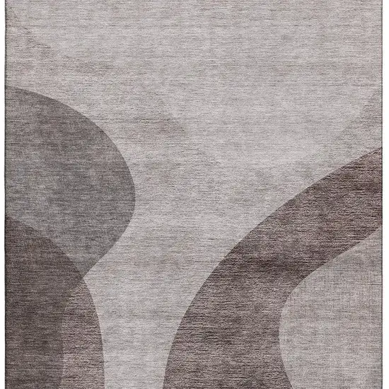 Coffee And Taupe Geometric Washable Area Rug With UV Protection Photo 4