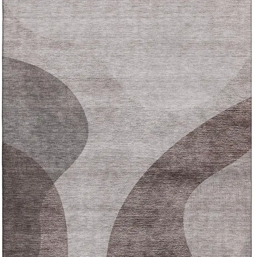 Coffee And Taupe Geometric Washable Area Rug With UV Protection Photo 5