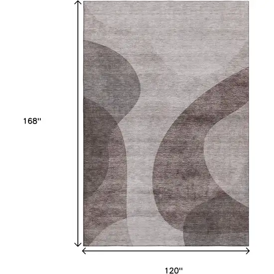Coffee And Taupe Geometric Washable Area Rug With UV Protection Photo 4