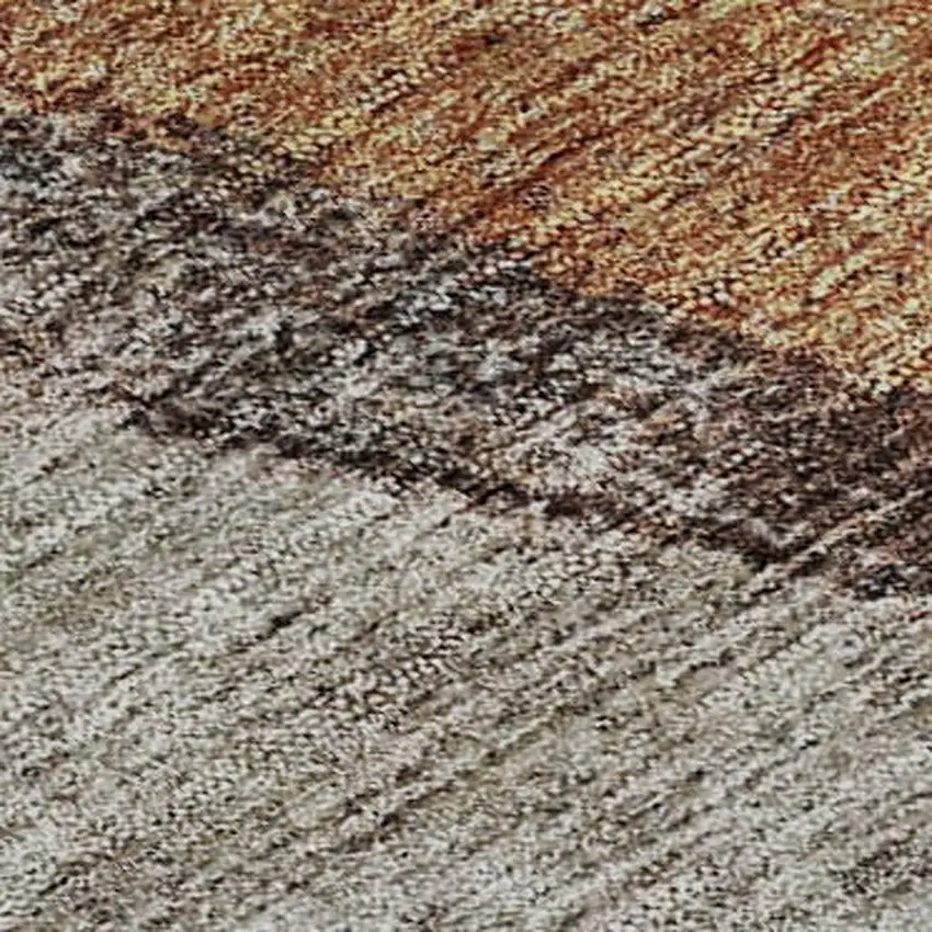 Coffee Beige And Copper Abstract Washable Area Rug With UV Protection Photo 9