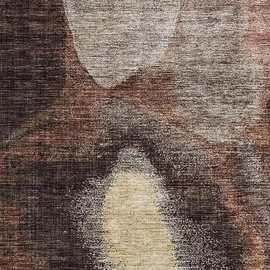 Coffee Beige And Copper Abstract Washable Area Rug With UV Protection Photo 4