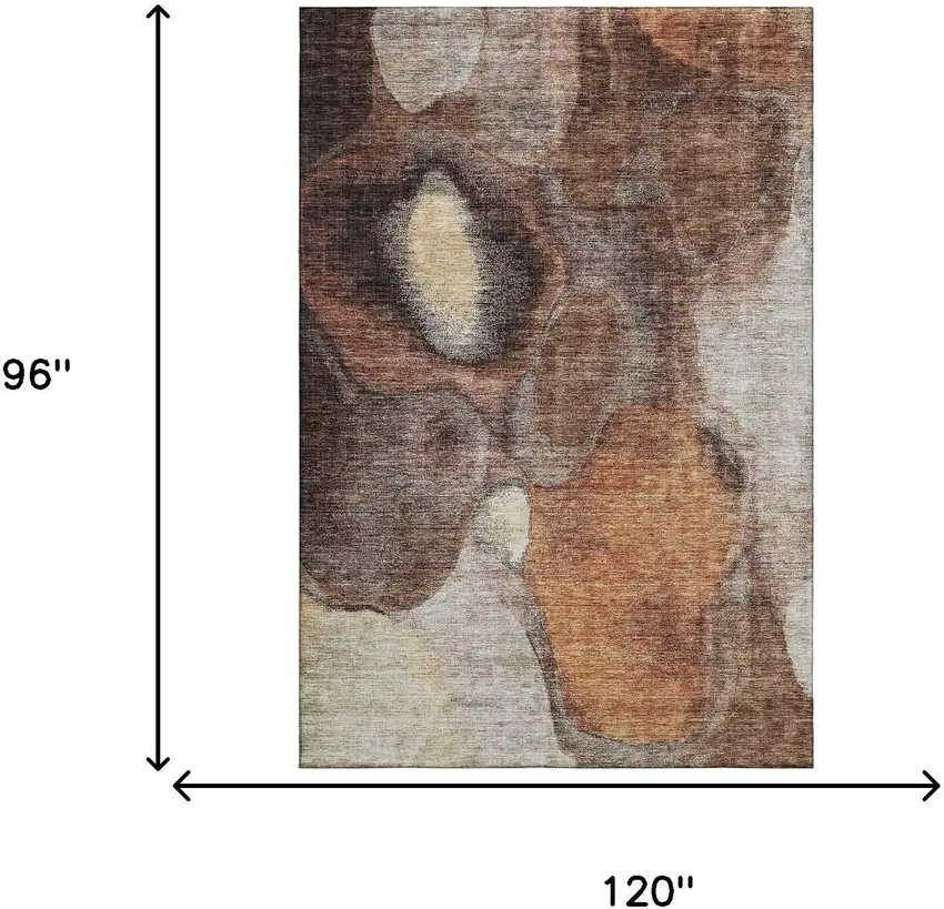 Coffee Beige And Copper Abstract Washable Area Rug With UV Protection Photo 5