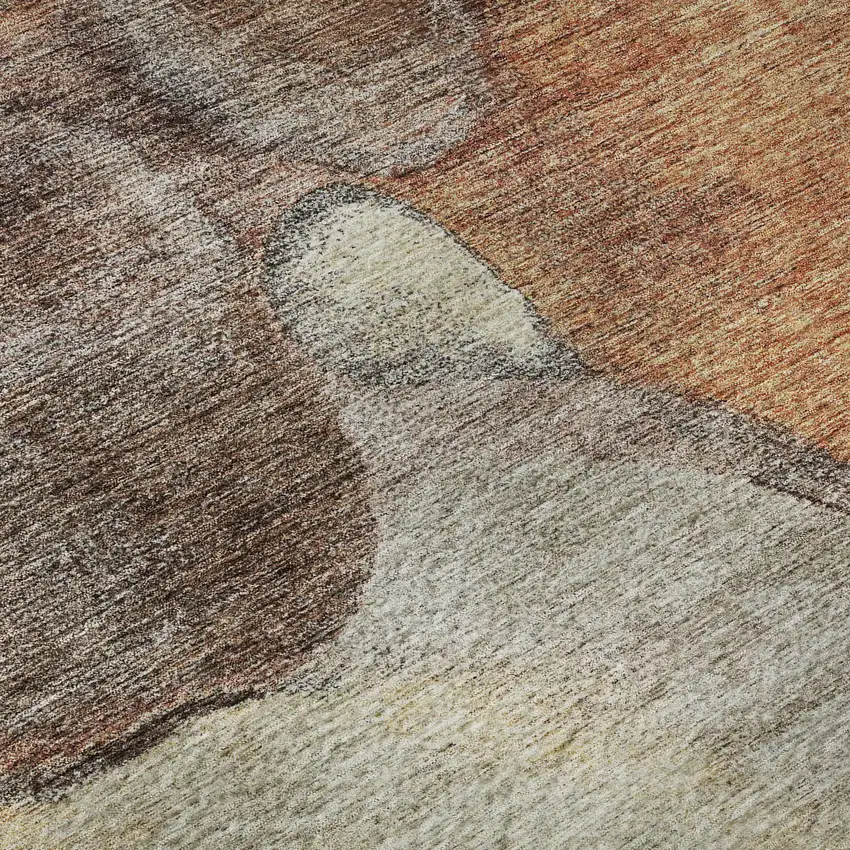 Coffee Beige And Copper Abstract Washable Area Rug With UV Protection Photo 7