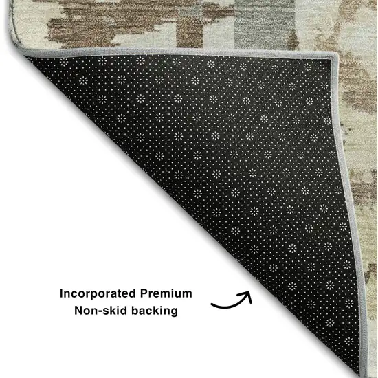 Coffee Beige And Gray Geometric Washable Area Rug With UV Protection Photo 7