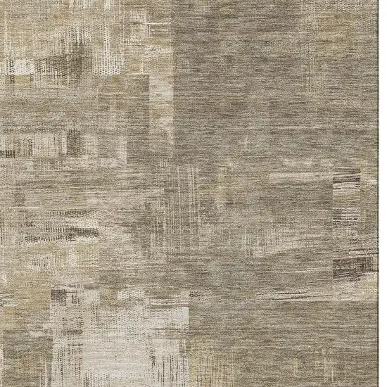 Coffee Beige And Ivory Abstract Washable Area Rug With UV Protection Photo 3