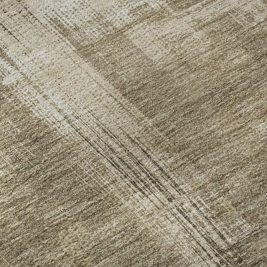 Coffee Beige And Ivory Abstract Washable Area Rug With UV Protection Photo 9