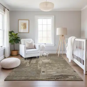 Photo of Coffee Beige And Ivory Abstract Washable Area Rug With UV Protection