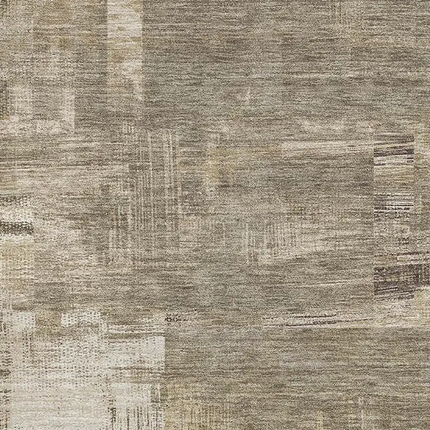 Coffee Beige And Ivory Abstract Washable Area Rug With UV Protection Photo 2