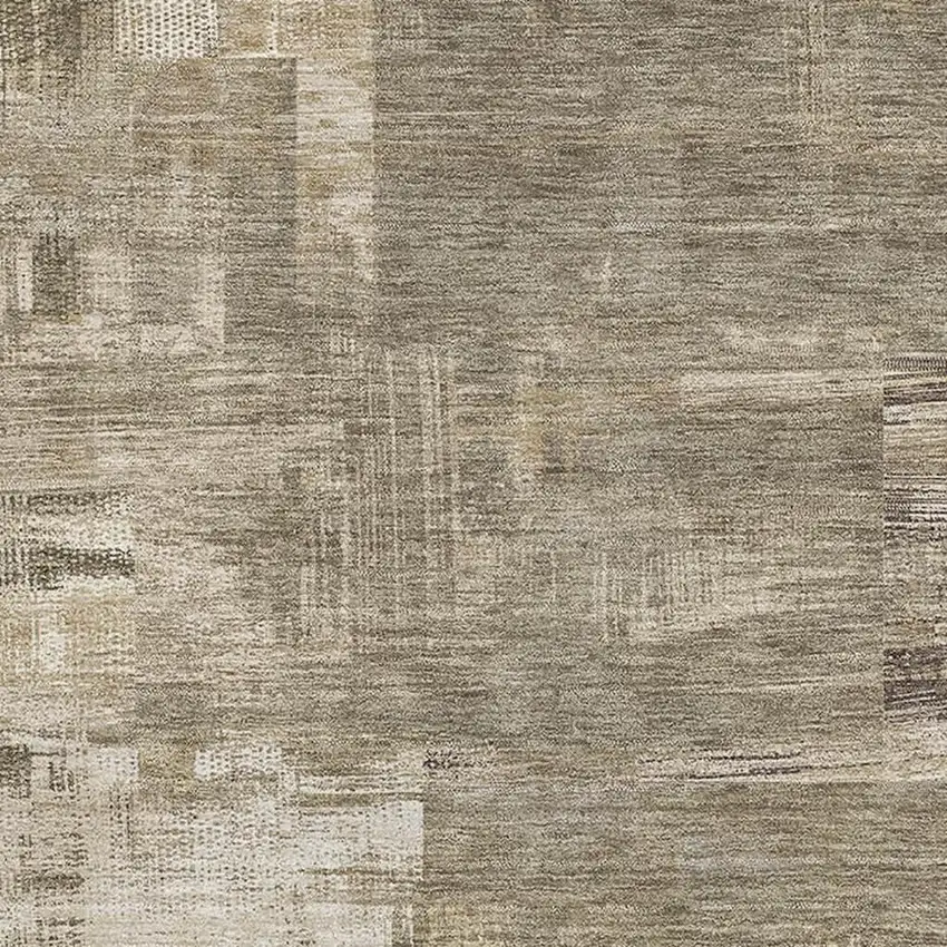 Coffee Beige And Ivory Abstract Washable Area Rug With UV Protection Photo 2