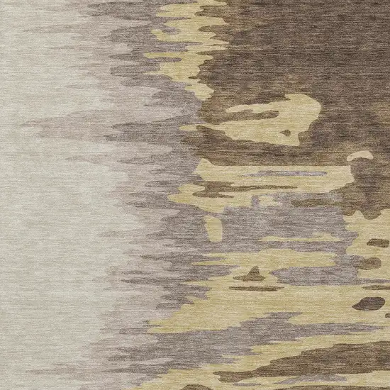 Coffee Beige And Tan Abstract Washable Indoor Outdoor Area Rug Photo 5