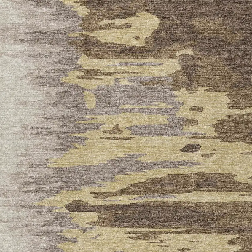 Coffee Beige And Tan Abstract Washable Indoor Outdoor Area Rug Photo 5