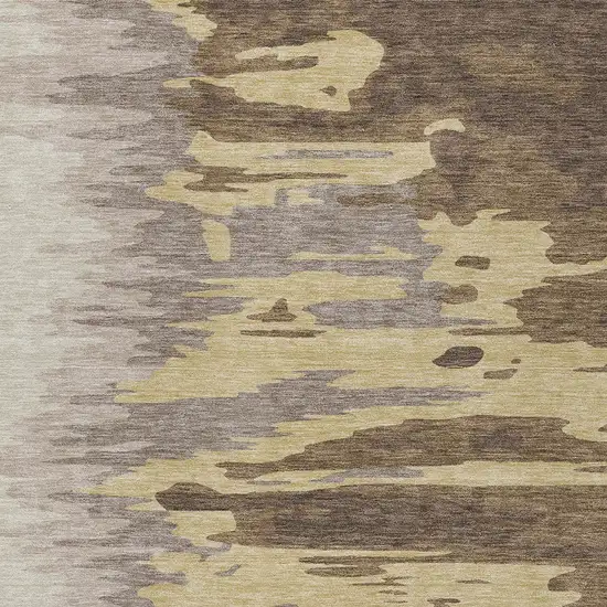 Coffee Beige And Tan Abstract Washable Indoor Outdoor Area Rug Photo 5